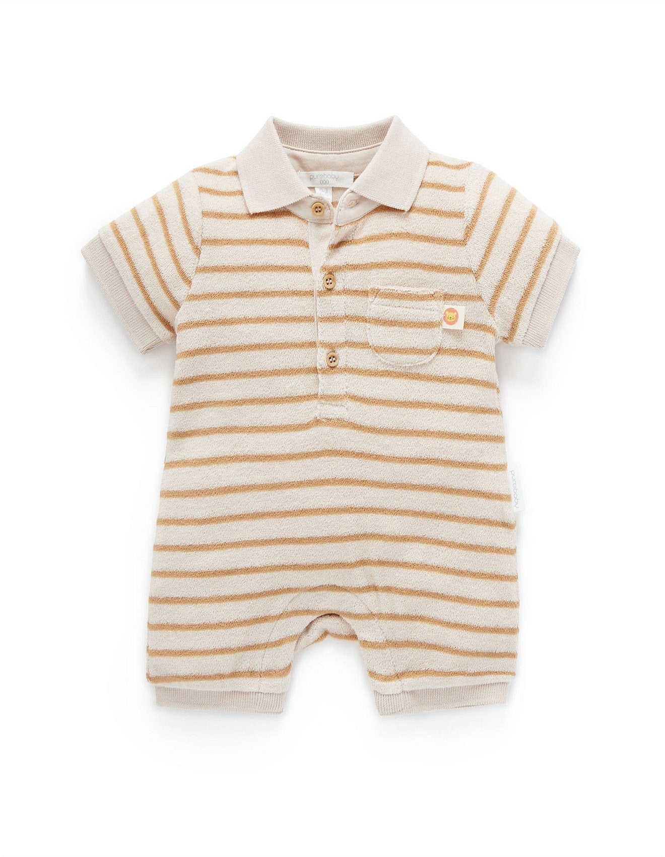 Purebaby Towelling Polo Growsuit