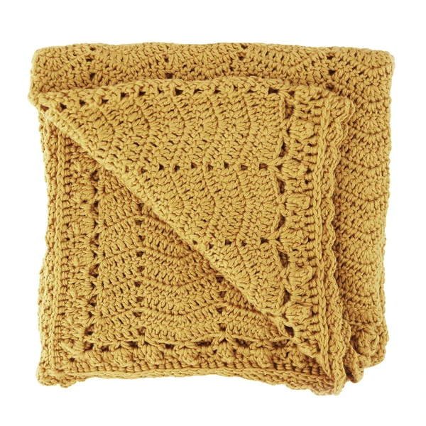 O.B Designs Artisan Made Crochet Baby Blanket- Mustard