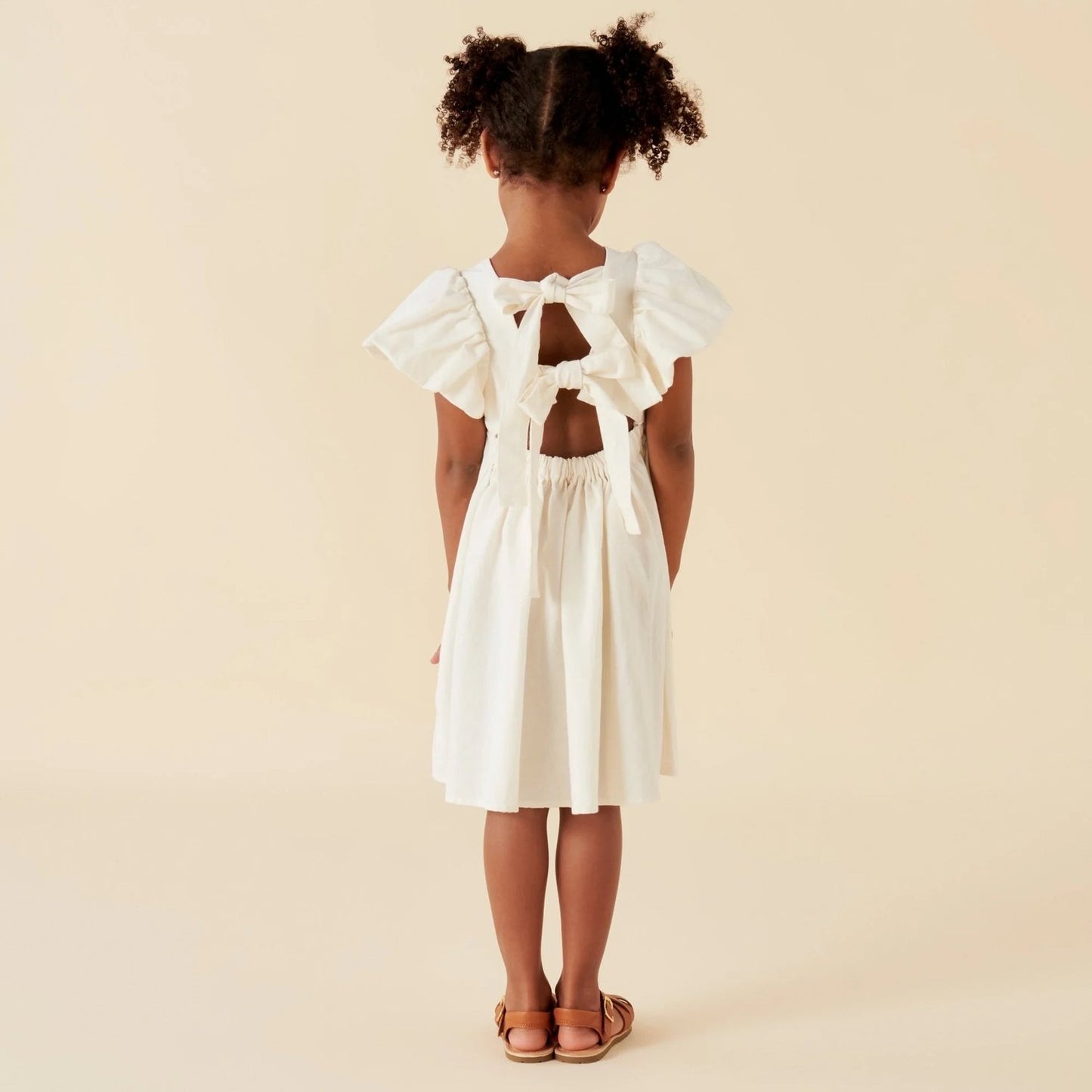 Designer Kidz Grace Tie Back Dress- Ecru