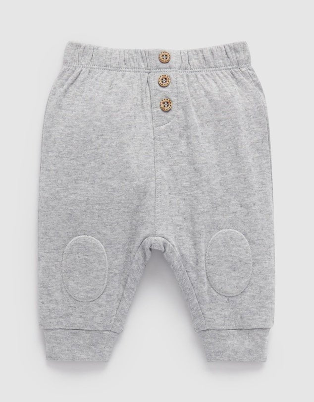 Pure Baby Knee Patch Textured Legging- Grey Melange