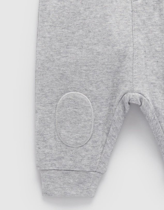Pure Baby Knee Patch Textured Legging- Grey Melange