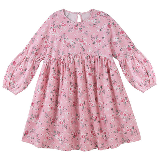 Designer Kidz Millie Floral Long Sleeve Dress- Pink