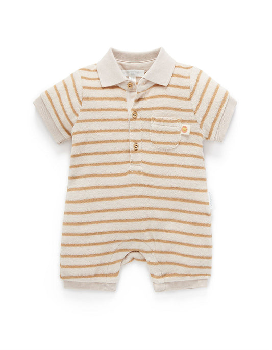 Purebaby Towelling Polo Growsuit