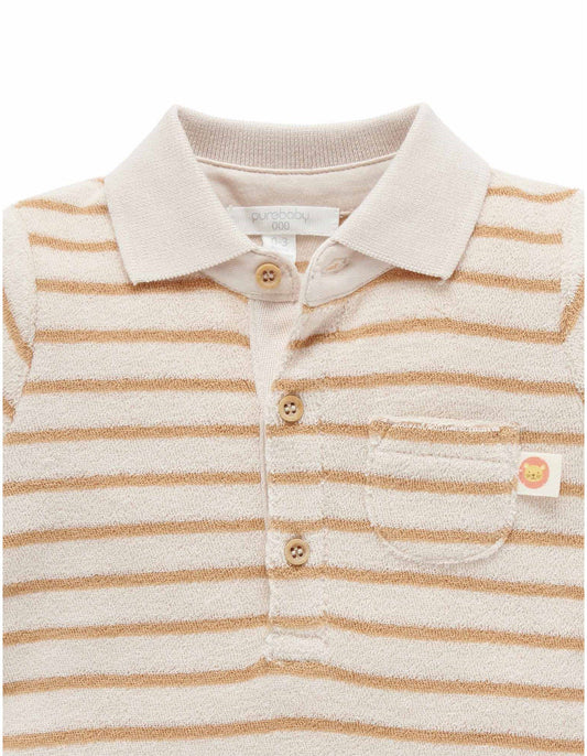 Purebaby Towelling Polo Growsuit
