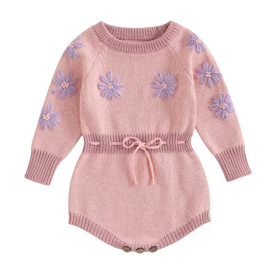 Embroided Knit Romper