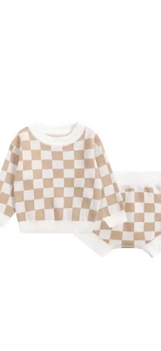 Plaid 2 Piece Knit Set
