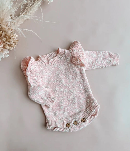 Indigo Dreams Knit Romper- Blush