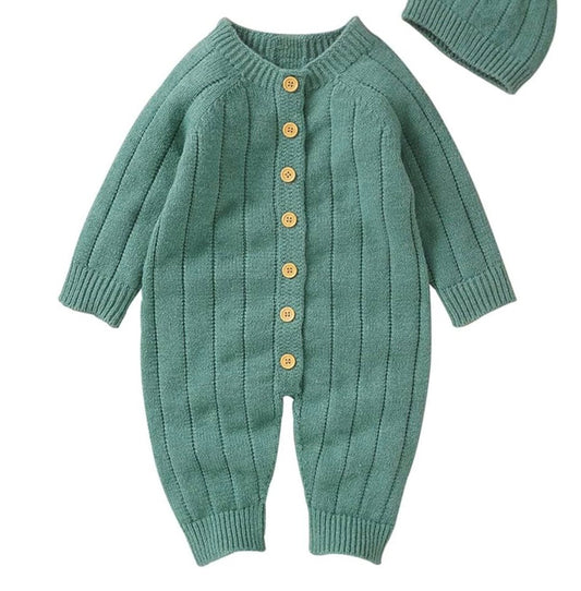 Ribbed Knit Romper- Teal