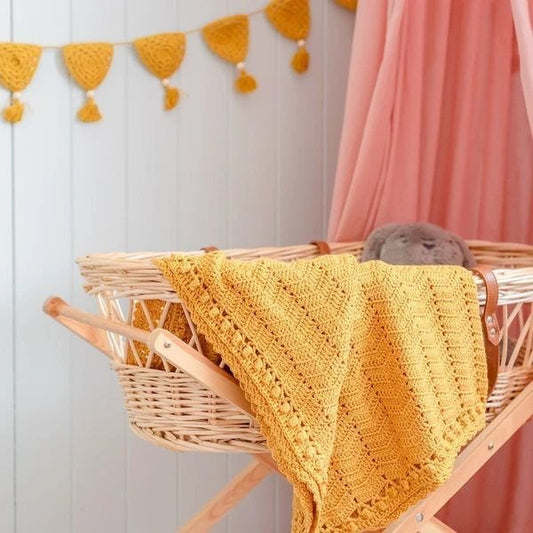 O.B Designs Artisan Made Crochet Baby Blanket- Mustard