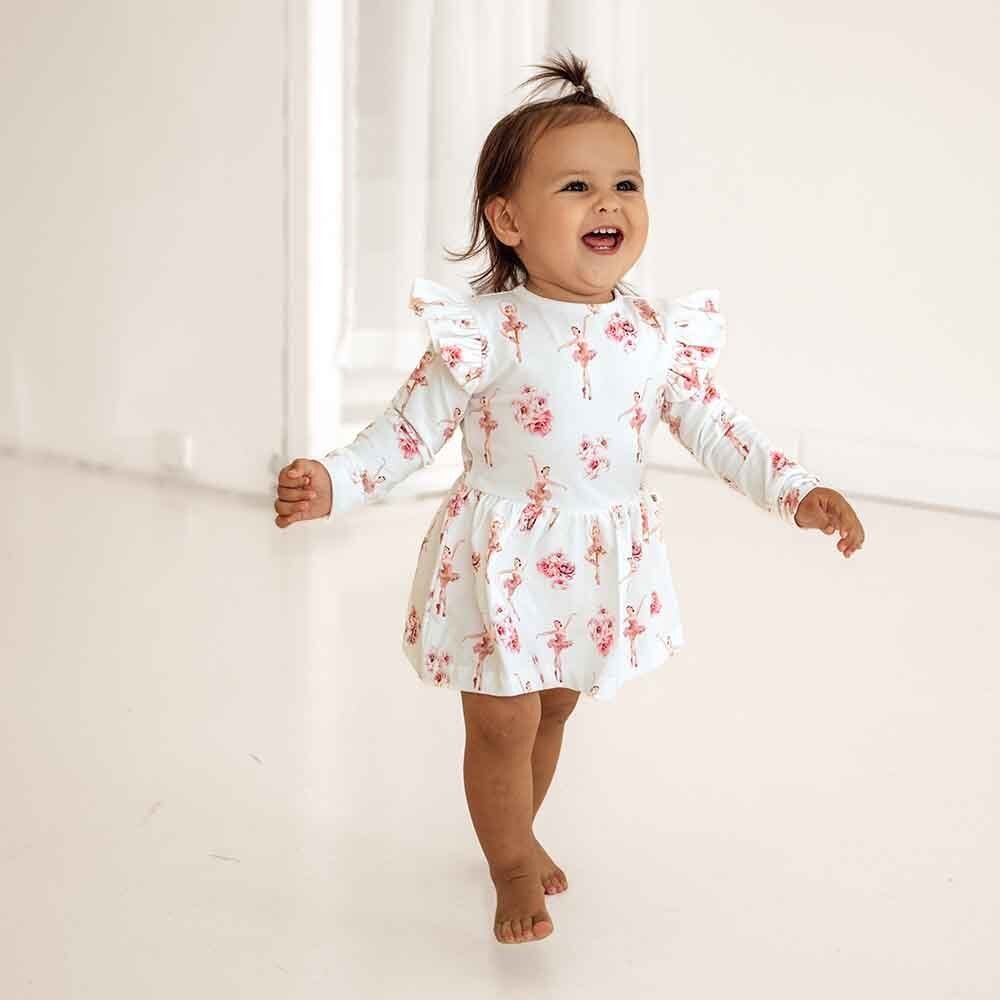 Snuggle Hunny Long Sleeve Dress- Ballerina