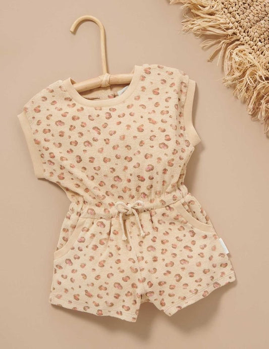 Purebaby Towelling Animal Print Playsuit