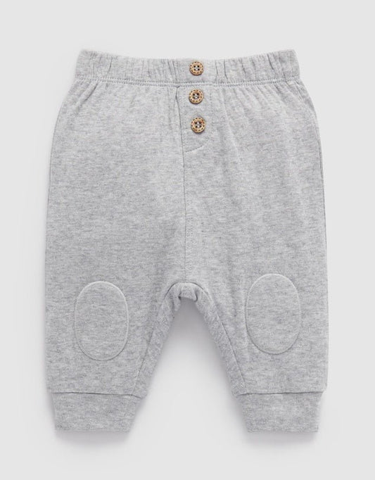 Pure Baby Knee Patch Textured Legging- Grey Melange