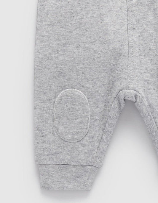 Pure Baby Knee Patch Textured Legging- Grey Melange