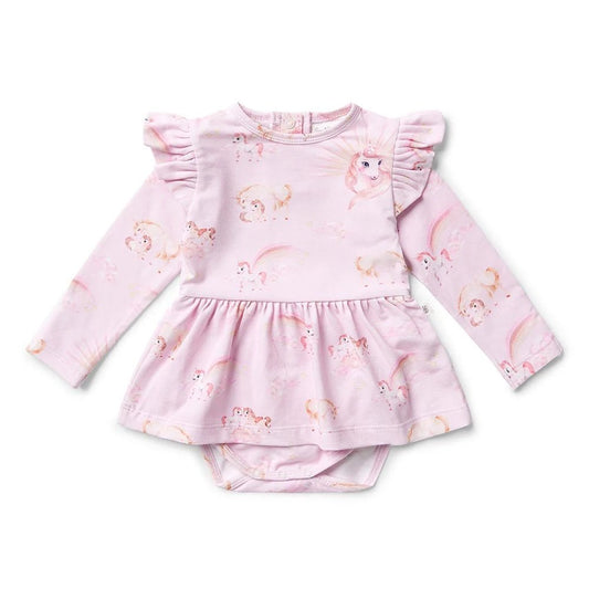 Snuggle Hunny Long Sleeve Dress- Unicorn