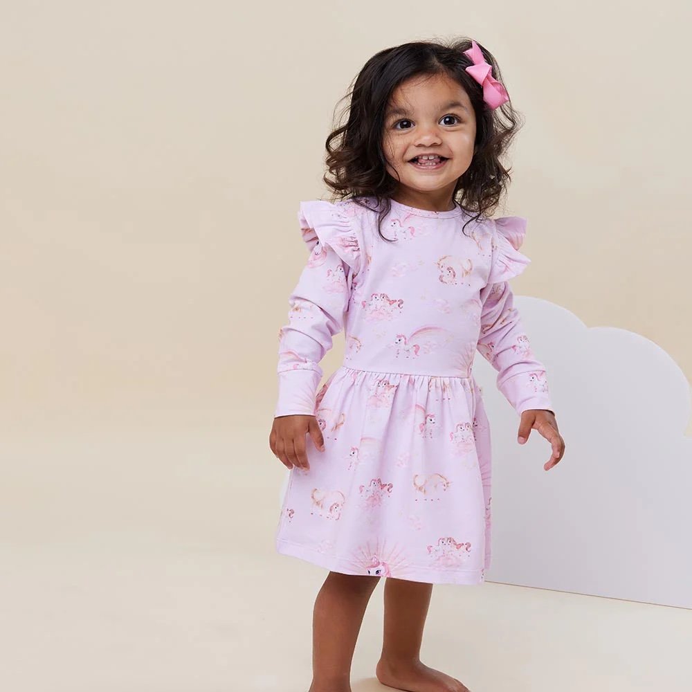 Snuggle Hunny Long Sleeve Dress- Unicorn
